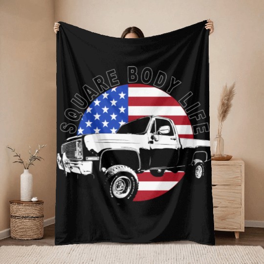 Squarebody Truck 4X4 Square Body Throw Blankets