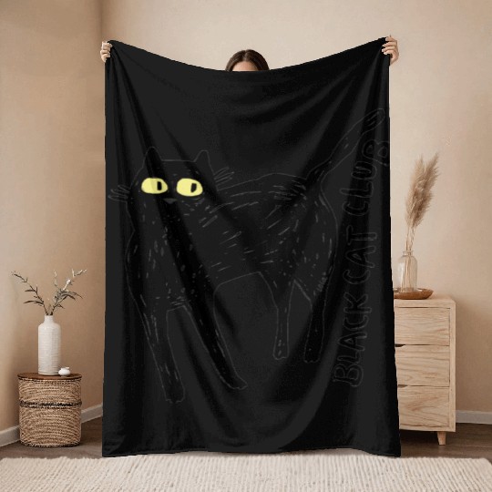 Black Cat Club Throw Blankets