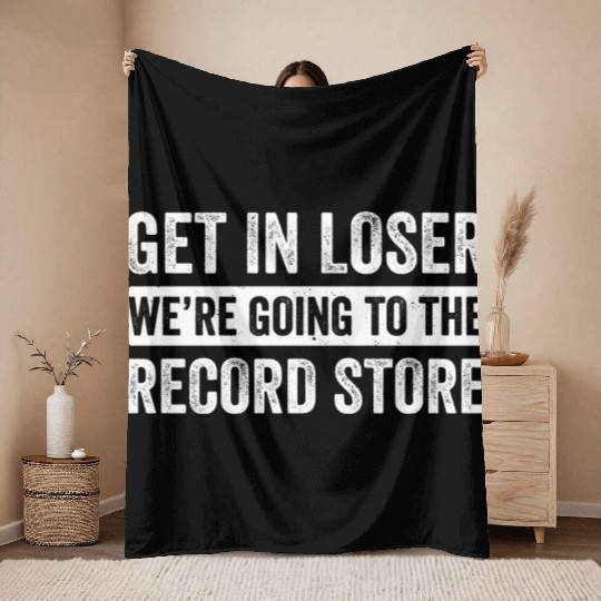 Going To The Record Store Funny Lp Collector Vinyl Throw Blankets