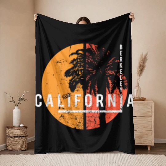Berkeley California Cool Palm Tree Native Throw Blankets