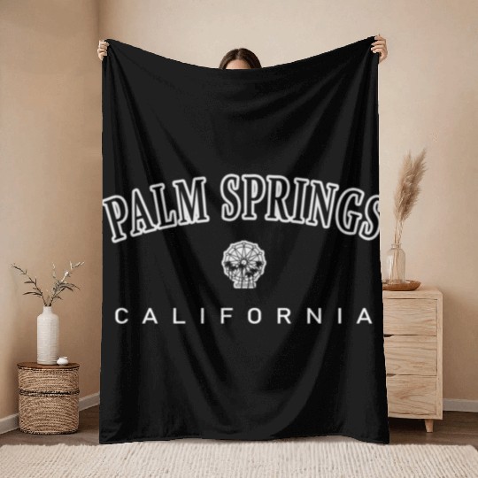 Palm Springs California Ferris Wheel Palm Trees Throw Blankets