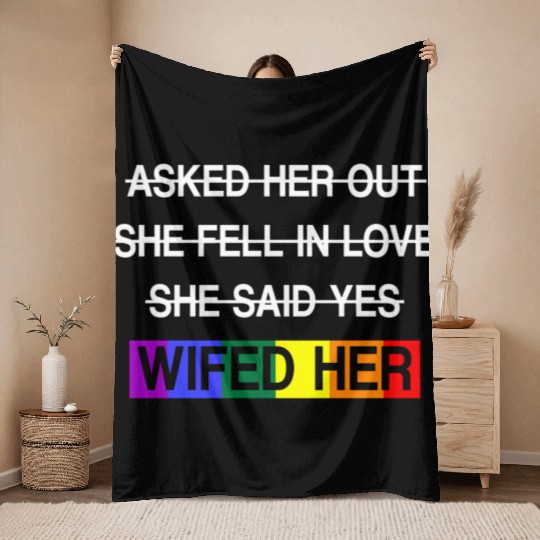 Her Lgbtq Romantic Lesbian Wedding Day Throw Blankets