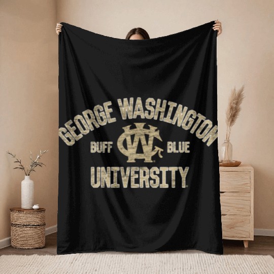 George Washington Colonials Arch Over Team Color Throw Blankets