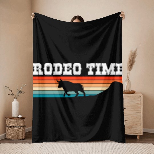 Rodeo Time Cowboy Wild West Horseman Ranch Lasso Throw Blankets