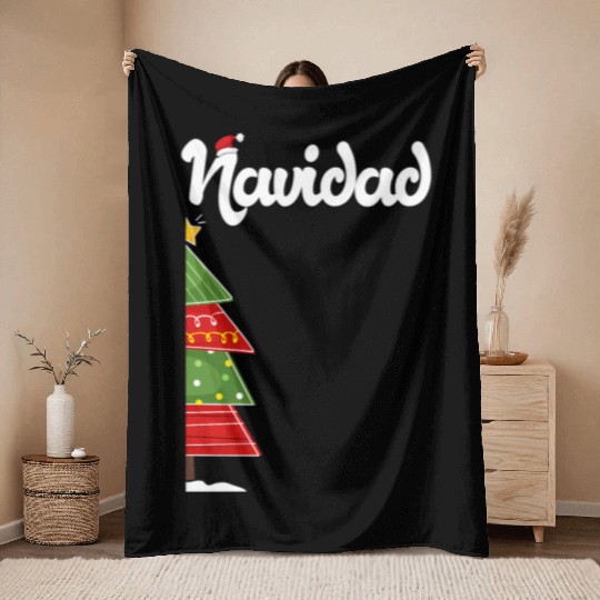 Feliz Navidad Spanish Ugly Throw Blankets