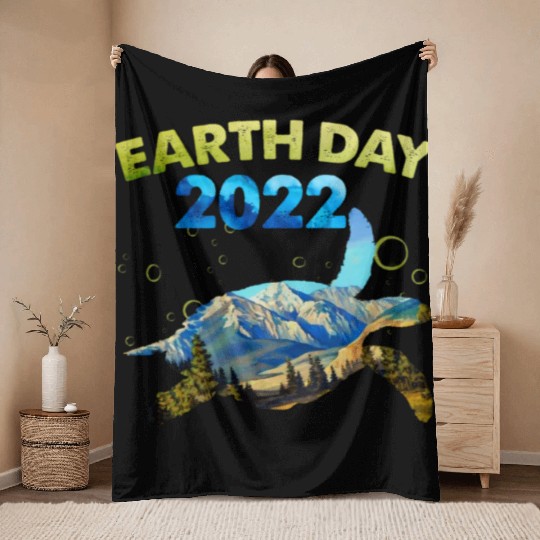 Sea Turtle Earth Day Everyday 2022 Planet World Throw Blankets