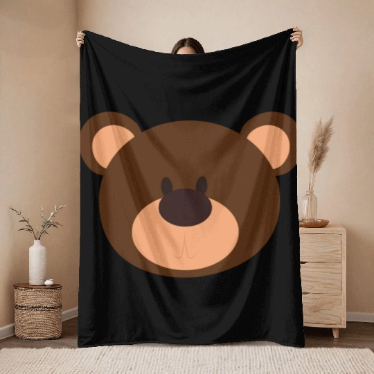 Brown Face Teddy Bear Lover Throw Blankets