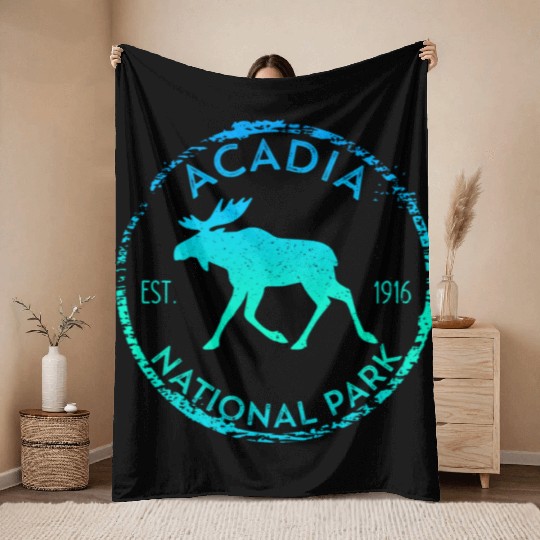 Acadia National Park Np Maine Moose Throw Blankets