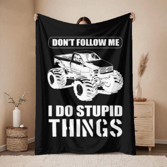 Don't Follow Me I Do Stupid Things Race Driver Throw Blankets