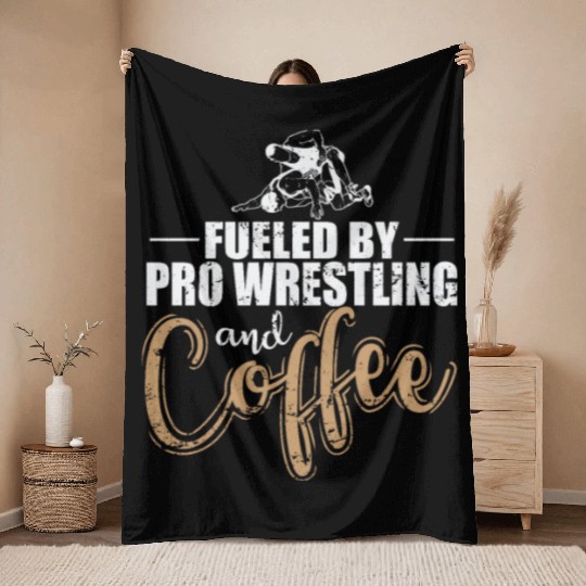 Fueled by Pro Wrestling and Coffee Show Throw Blankets
