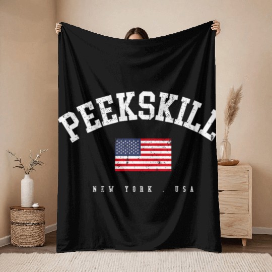Pee Ny American Flag Usa City Name Throw Blankets