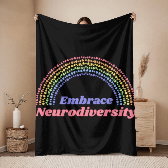 Embrace Neurodiversity Rainbow Throw Blankets