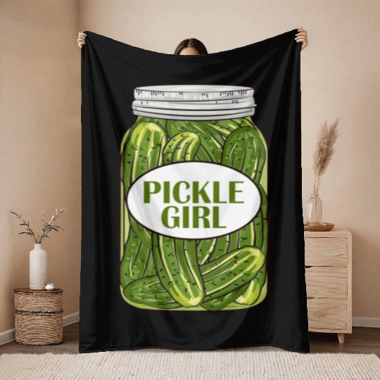Pickle Girl Who Loves Pickles Throw Blankets