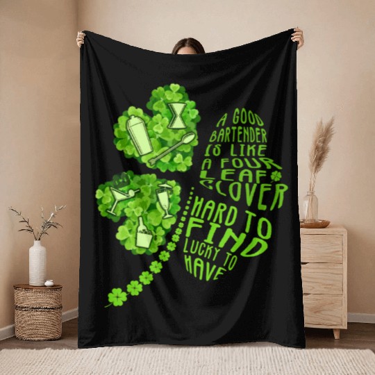 A Bartender Is Like A Four Leaf Clover Patrick'S Throw Blankets