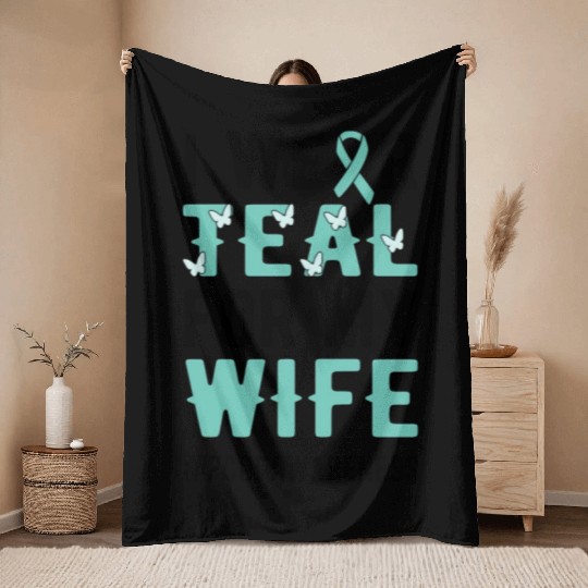 I Wear Teal For My Polycystic Ovary Pcos Warrior Throw Blankets