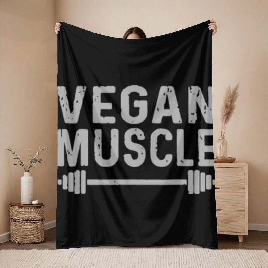 Workout Motivation Vegan Muscle Fitness Gym Veganm Throw Blankets