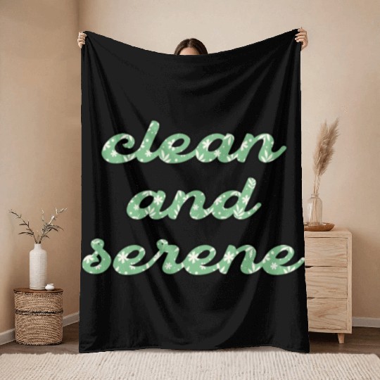 Clean and Serene green floral Throw Blankets