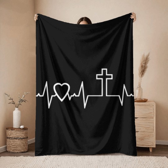 Christian Cross I Love Jesus Easter Resurrection Throw Blankets