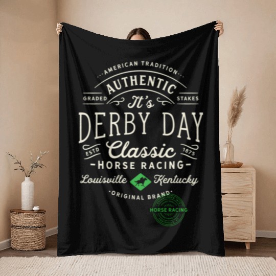 Derby Day Louisville Kentucky Horse Racing Throw Blankets