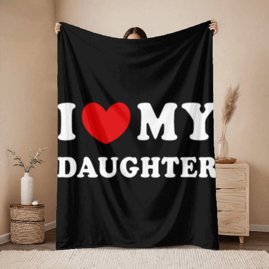 I Love My Daughter, I Heart My Daughter Throw Blankets