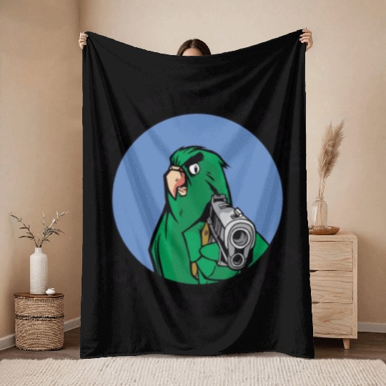 Bird Cartoon Birdwatching Bird Owner Throw Blankets
