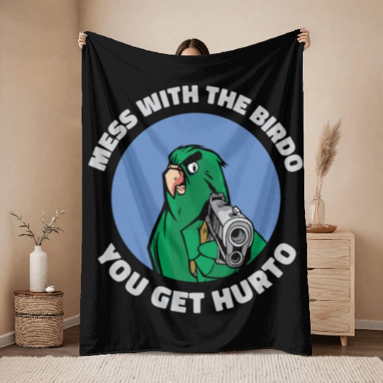 Bird Cartoon Birdwatching Bird Owner Throw Blankets