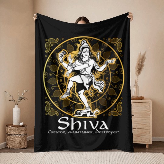 Shiva 'Creator Maintainer Destroyer' Hindu Gods Throw Blankets