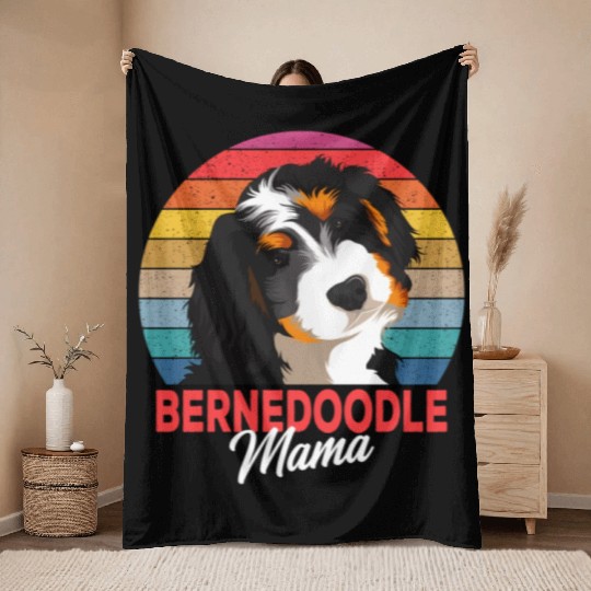 Bernedoodle Mama Dog Mom Owner Throw Blankets