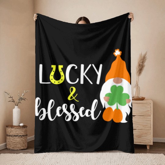 Lucky And Blessed Throw Blankets