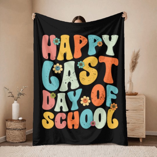 Groovy Happy Last Day of School Teacher Student Throw Blankets