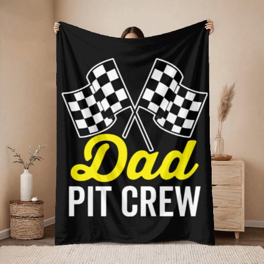 Dad Pit Crew For Racing Party Costume Throw Blankets