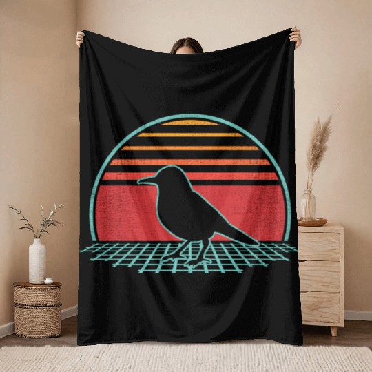 Meadowlark Bird 80S Style Birding Throw Blankets