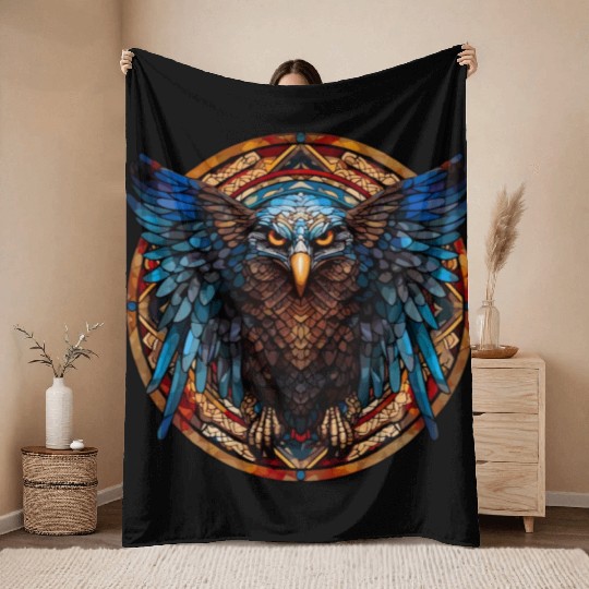 Stained Glass Eagle (4 of 4) Throw Blankets