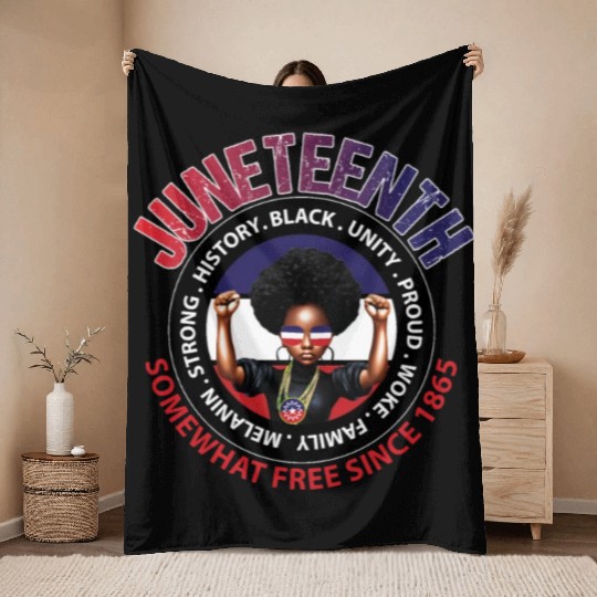 Juneteenth Red White and Blue Power Throw Blankets
