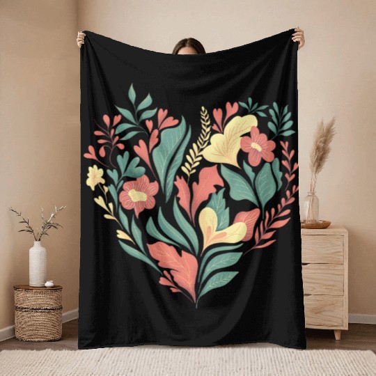 Colorful and Floral Heart Throw Blankets
