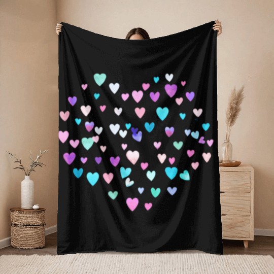 Valentines Multicolored Love Hearts Gum Pink Copy Throw Blankets