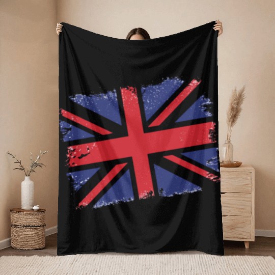 Union Jack Vintage UK Flag Great Britain UK Throw Blankets