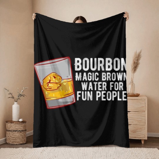 Bourbon - Magic Brown Water Throw Blankets