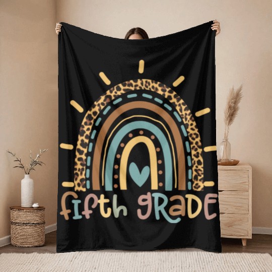 Fifth Grade Rainbow Girls Boys Teacher Team Throw Blankets