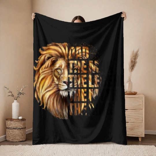 Dad the Man the Legend Leopard Lion Png Throw Blankets