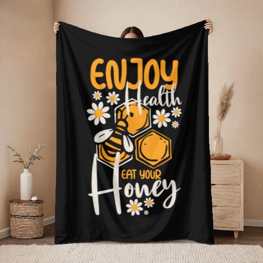 Beekeeper Flower Throw Blankets