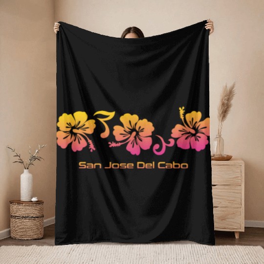 San Jose Del Cabo Mexico Hibiscus Souvenir Throw Blankets