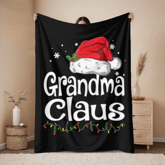 Grandma Claus Pajama Family Throw Blankets