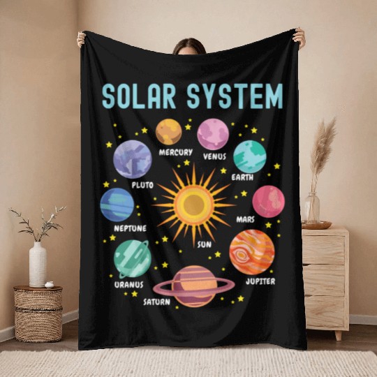 Solar System Planets Science Throw Blankets