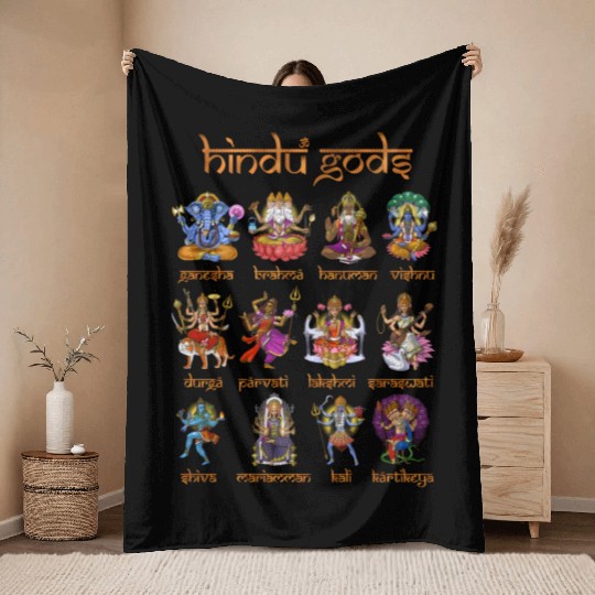 Hindu Gods Shiva Ganesha Hanu Hinduism Goddess Throw Blankets