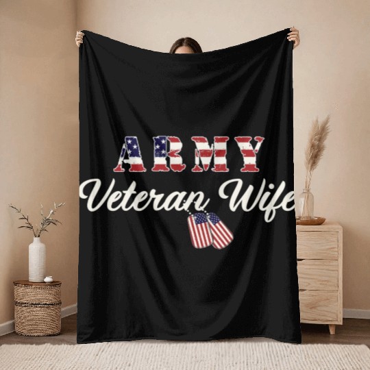 US Army Veteran Wife Throw Blankets