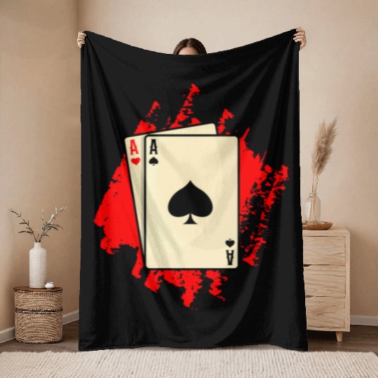 Poker Cards Pocket Rocket Poker Poker Player Throw Blankets