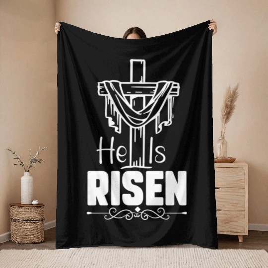 He Is Risen Jesus Christ Resurrection Happy Throw Blankets