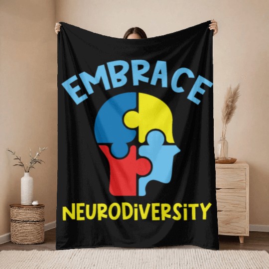 Embrace neurodiversity Throw Blankets