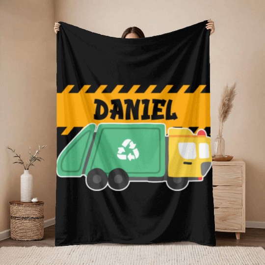 Daniel Trash Truck For Collector Ecologist Garbage Throw Blankets